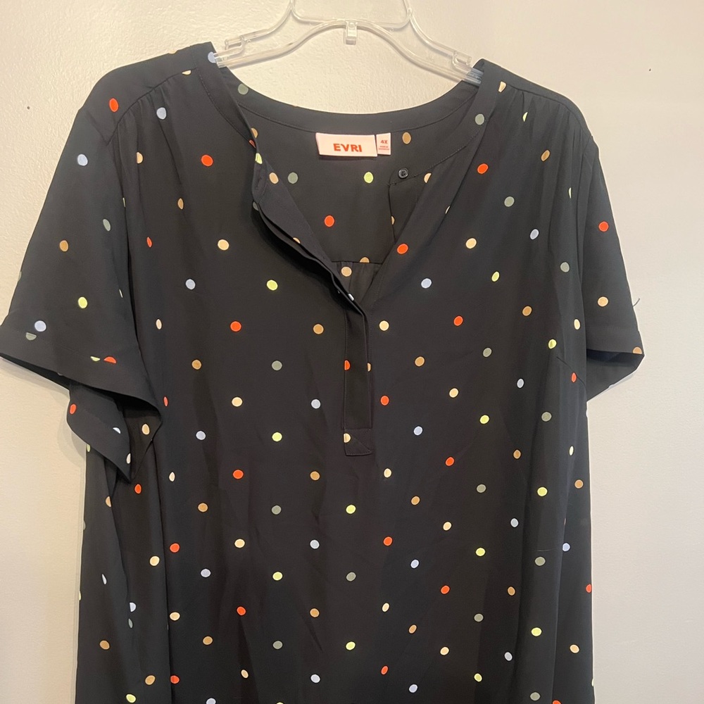 Evri 4x Black Polka Dot Blouse (never worn)